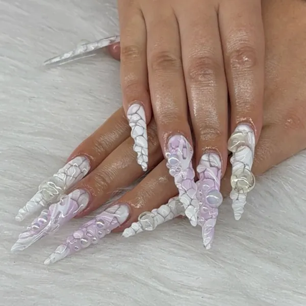 White 3D stilettos