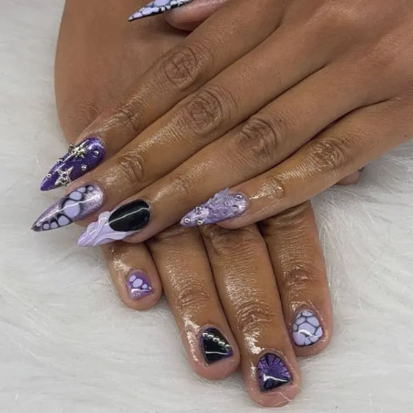 Purple nail art