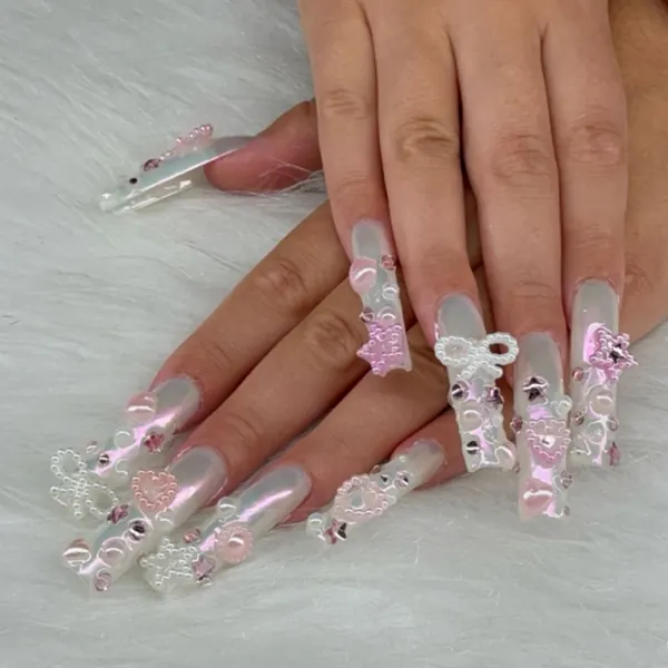 Clear bow nail art