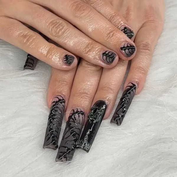 Black glitter coffin