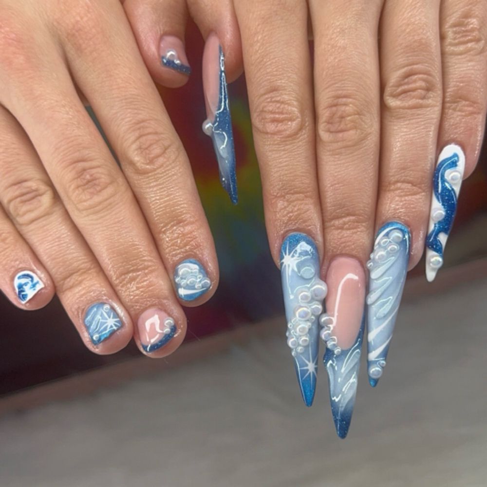 Blue marble stilettos